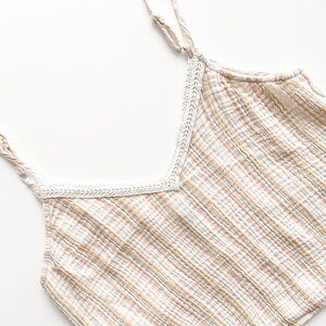 RAINBOW Crochet Trim Gauze Tank